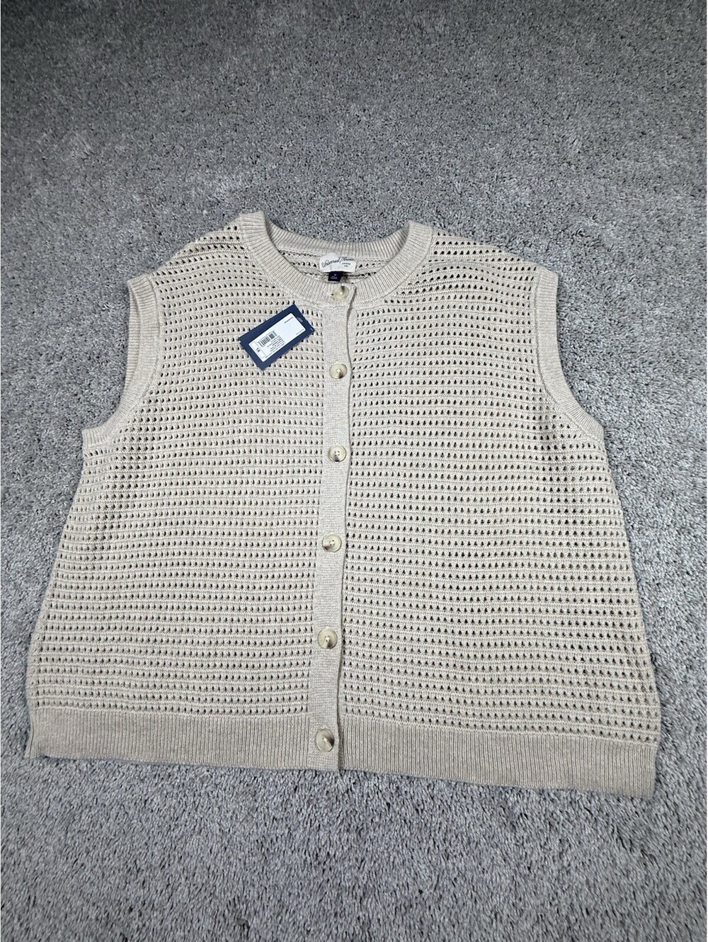 NWT Universal Thread Womens 1X Beige Sleeveless Sweater Vest Cotton